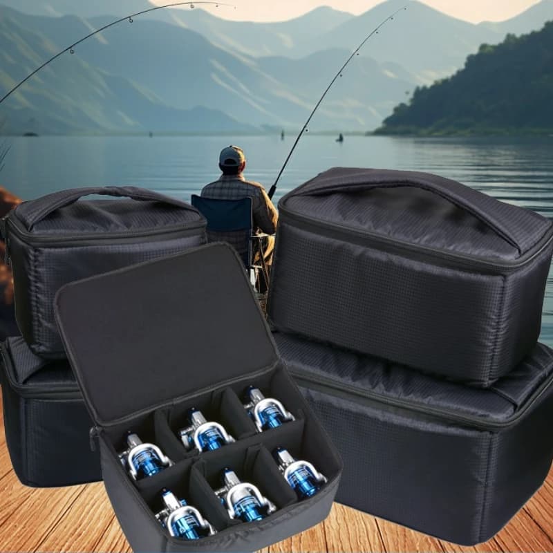 Étui de rangement pour moulinets pêche imperméable anti-chute 2/3/4/6 cases tissu oxford