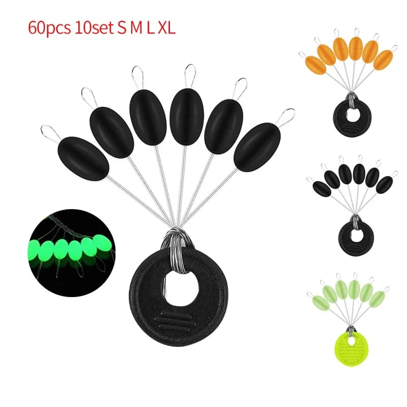 60 stop-lignes flotteurs pêche mer carpe - Billes arrêt silicone S M L XL pour montages pêche