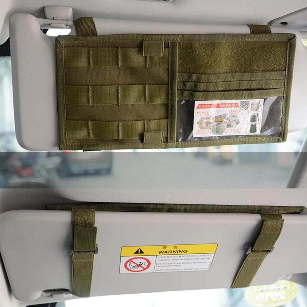 Organisateur pare-soleil voiture pour rangement accessoires pêche et équipement chasse