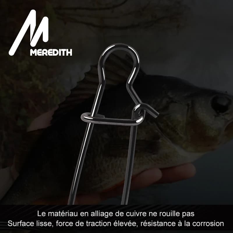 Snap de pêche inoxydable Meredith, 50 pièces solides avec mousqueton à verrouillage sécurisé pour hameçons et leurres