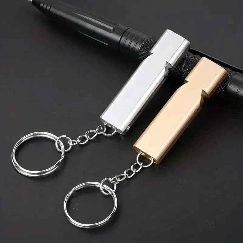 Sifflet survie double fréquence alliage aluminium - Outil EDC plat pour pêcheurs