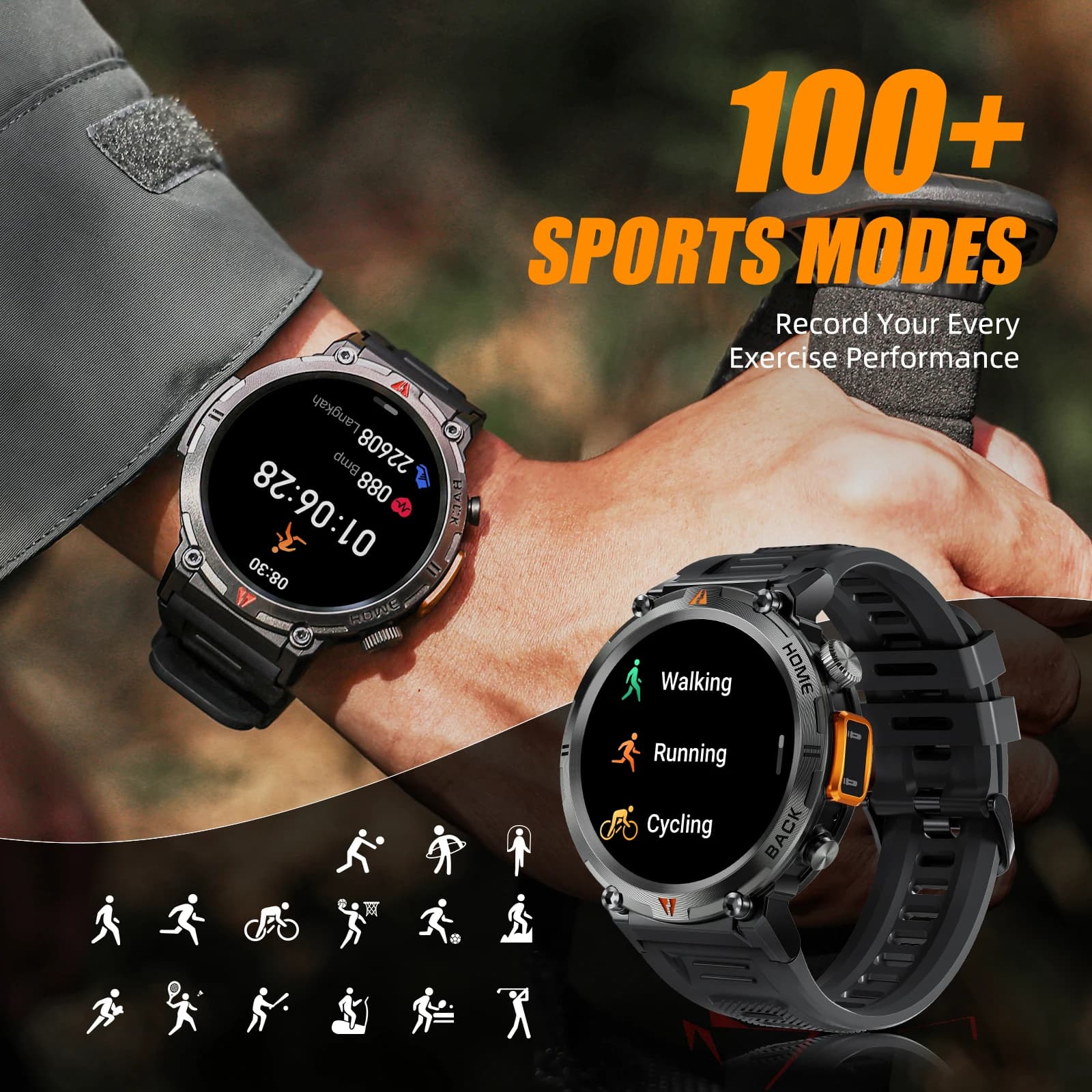Smartwatch EIGIIS 2024 homme monitoring santé étanche multi sports appels Bluetooth écran tactile lampe