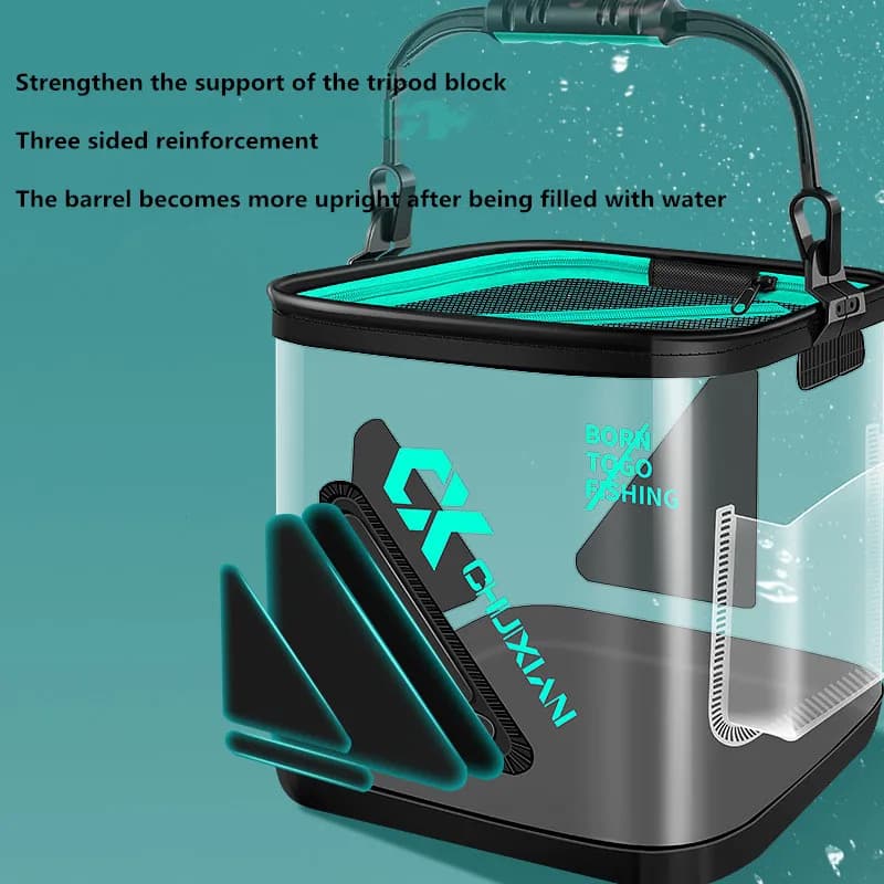 Seau poissons vivants 13L pliable EVA - Bac pêche transportable aquarium portatif accessoires