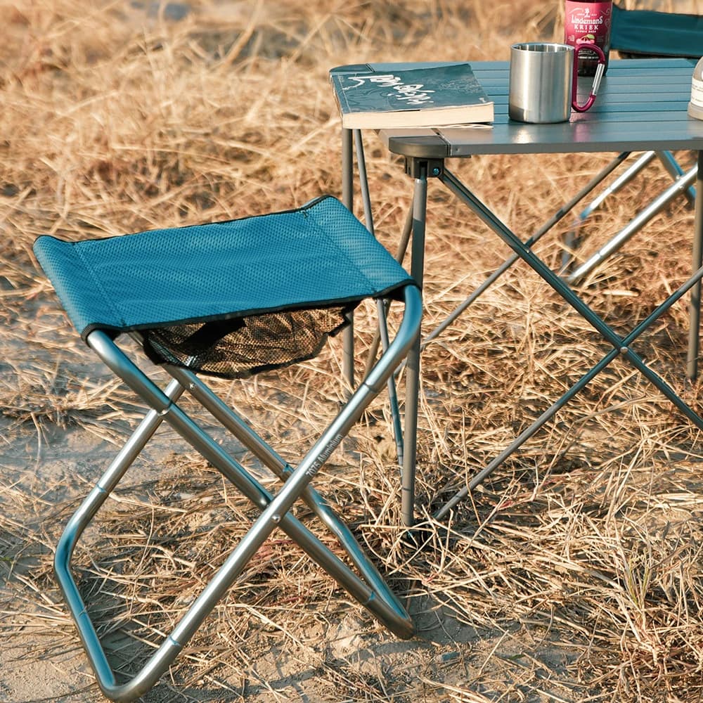 Tabouret aluminium ultra-léger pliant pêche camping - Siège compact randonnée voyage pique-nique