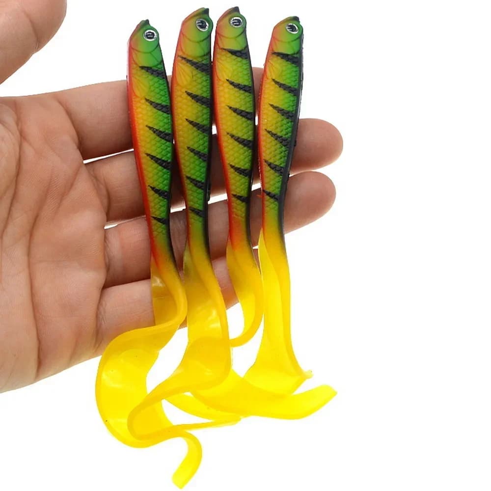 Leurre Souple Silicone Shad 125mm 5.5g avec Queue en T pour la Pêche du Brochet et