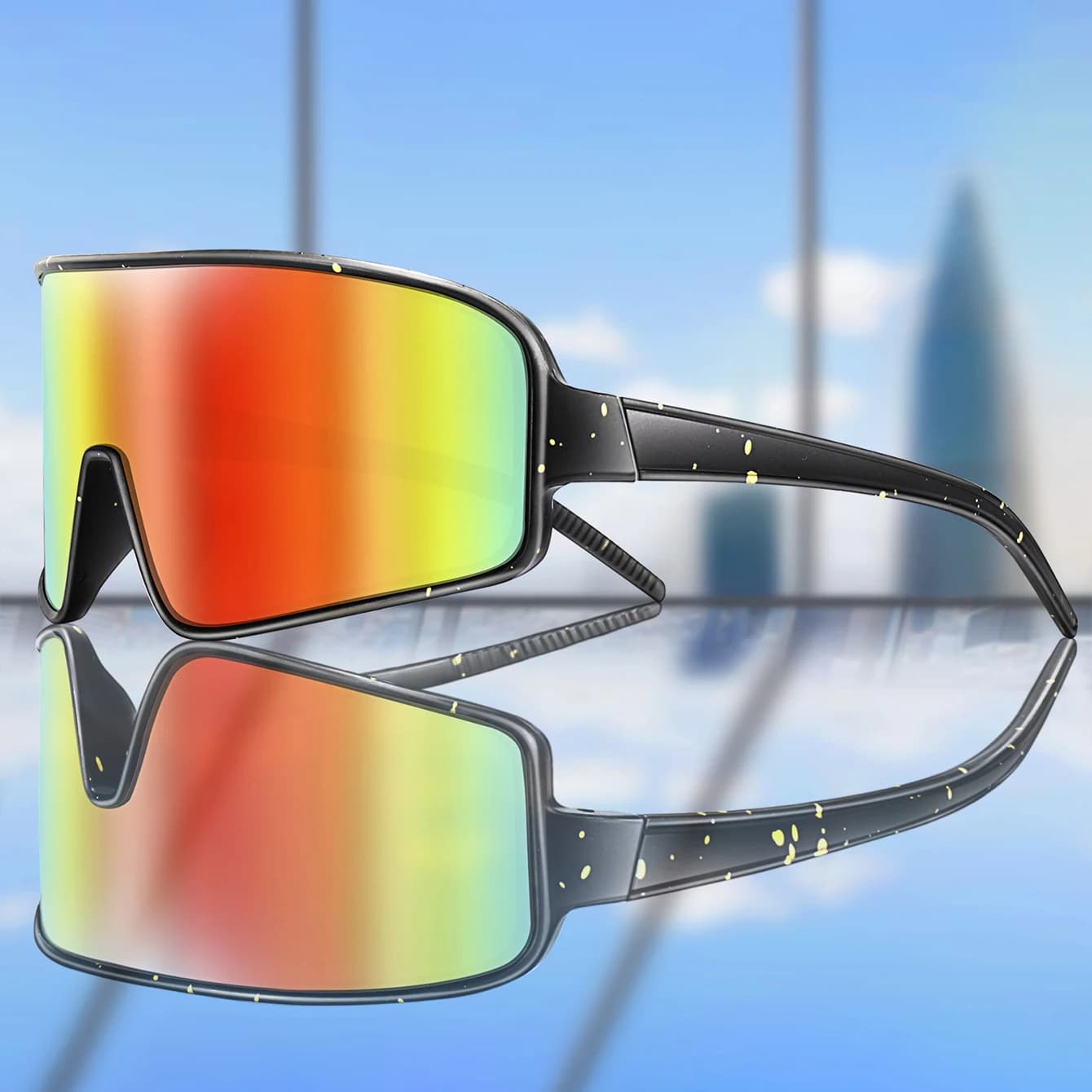 Lunettes sport grandes lentilles vent pêche cyclisme camping protection UV400 vision large