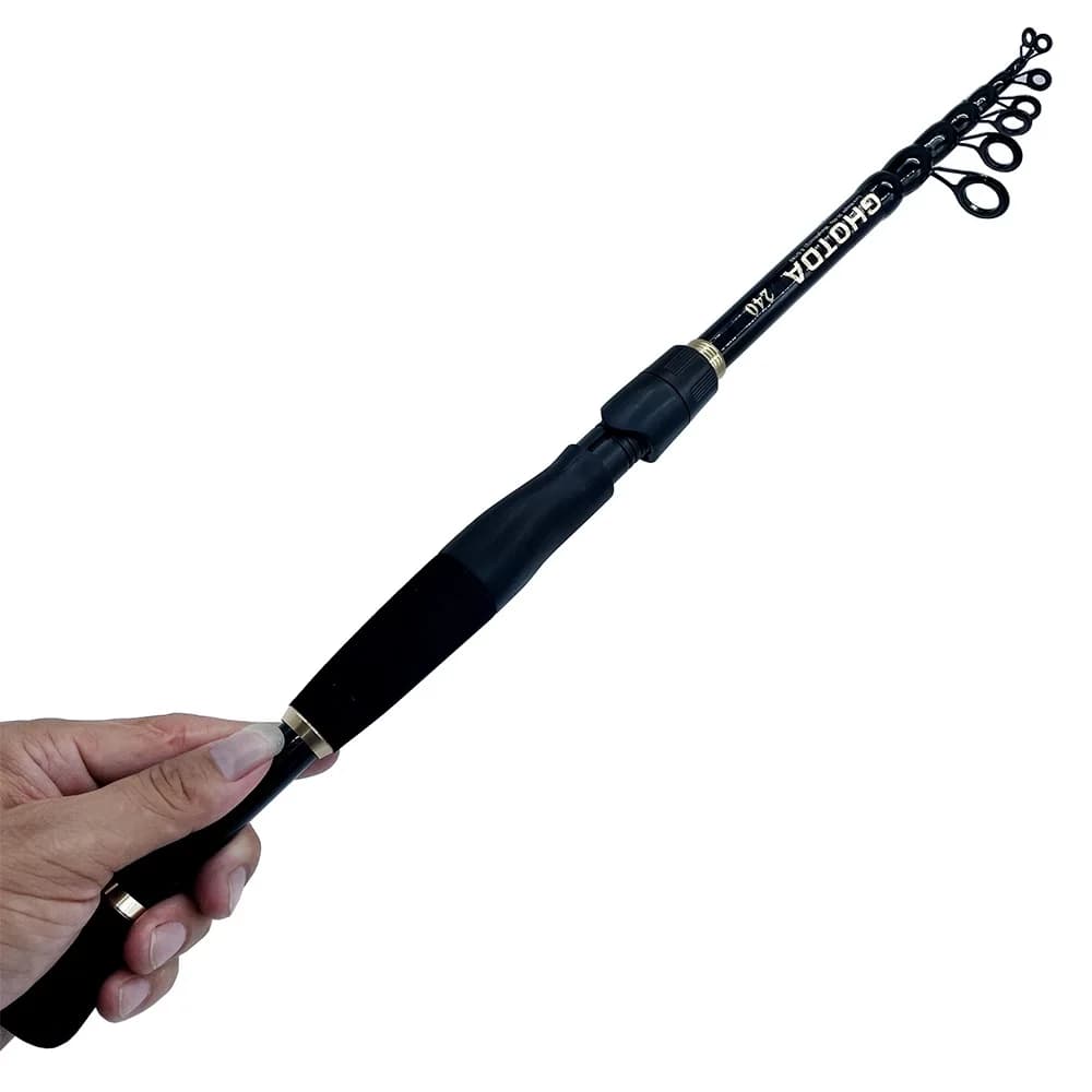 Canne télescopique pêche ultralégère 1.6-2.4m carbone pour leurres 10-30g - Sensibilité maximale