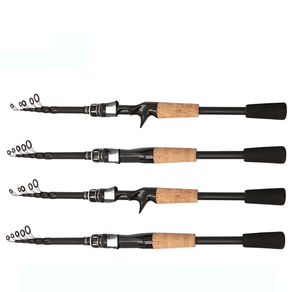 Canne à pêche télescopique baitcasting 8g-25g manche bois carbone léger professionnel pour leurres