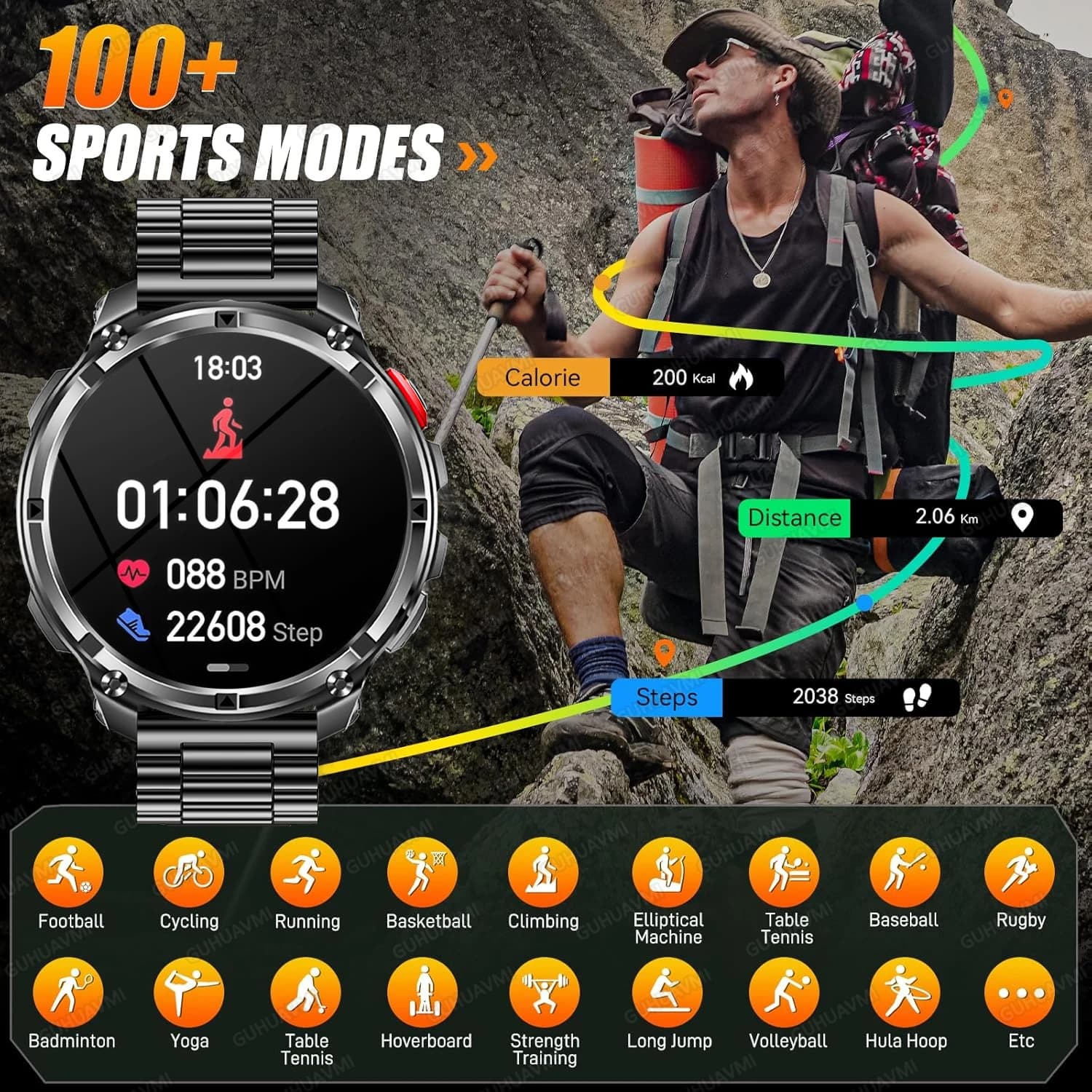 Smartwatch T-Rex3 Pro 2026 batterie 1100mAh GPS tracé parcours étanche 5ATM boussole militaire outdoor