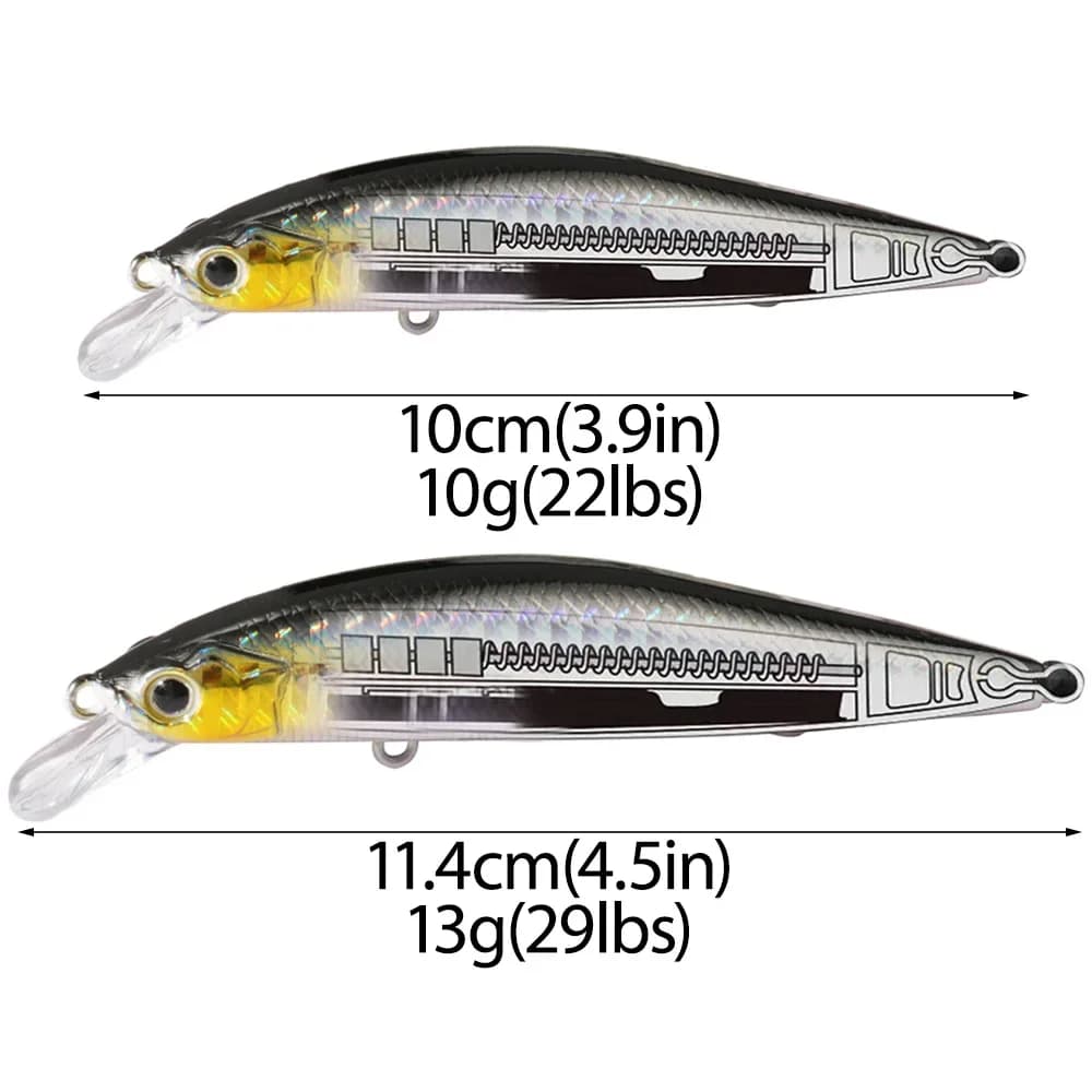 Leurre Suspending Minnow 10g 13g Jerkbait Magnétique pour la Pêche de la Perche, du Brochet et du Carnassier