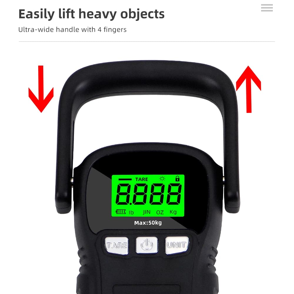 Balance digitale crochet portable 50KG précision 5G avec mètre ruban intégré 1.5m pour poisson et bagages