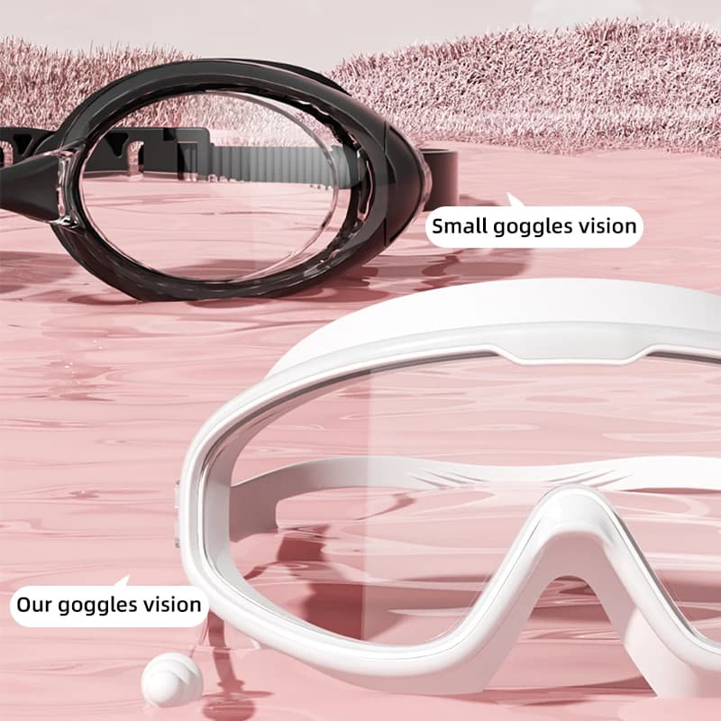 Lunettes de natation grand cadre adultes - Vision large HD anti-buée UV protection étanches