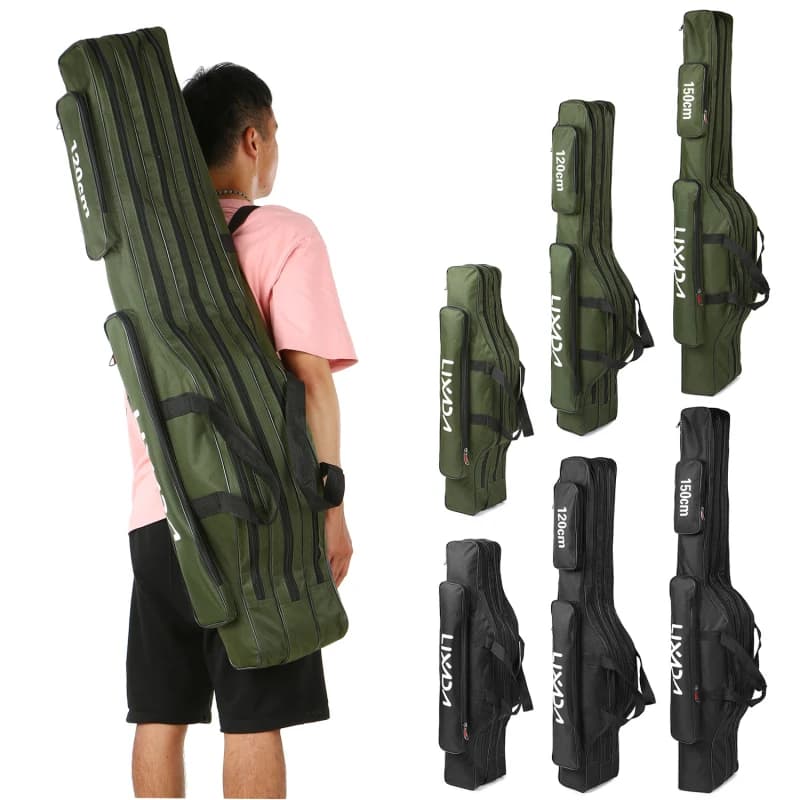 Sac transport cannes pêche Lixada 90/120/150cm 3 couches pliable rangement moulinets accessoires