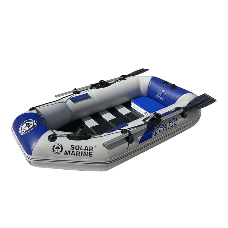 Bateau à rames gonflable solaire B175-1 PVC - Canoë pêche 1 personne 175cm avec plancher bois