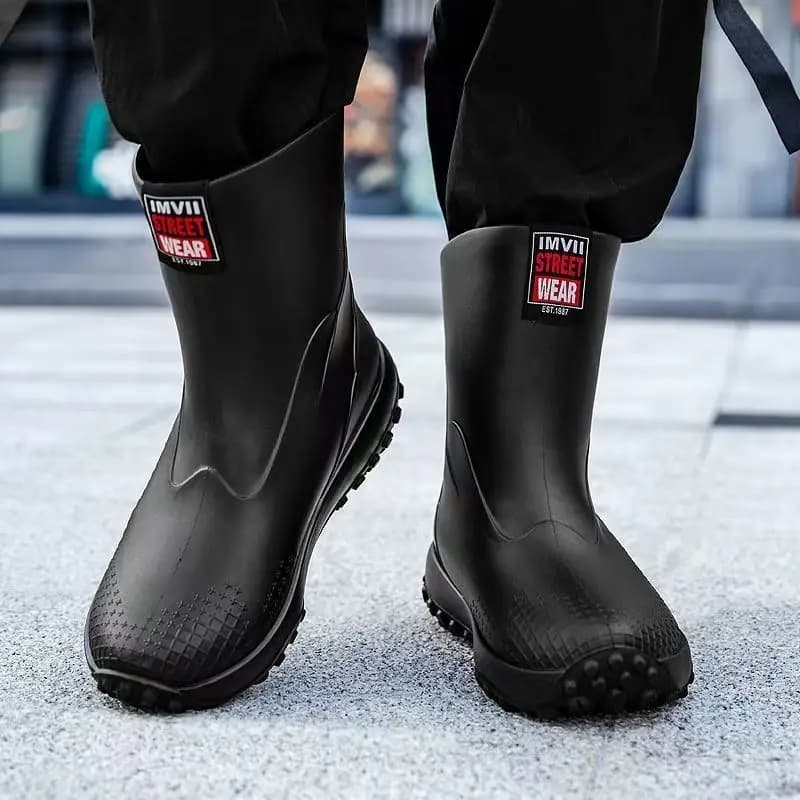 Bottes de pêche mi-mollet PVC homme imperméables sans lacets talon bas nouvelle collection cuisine