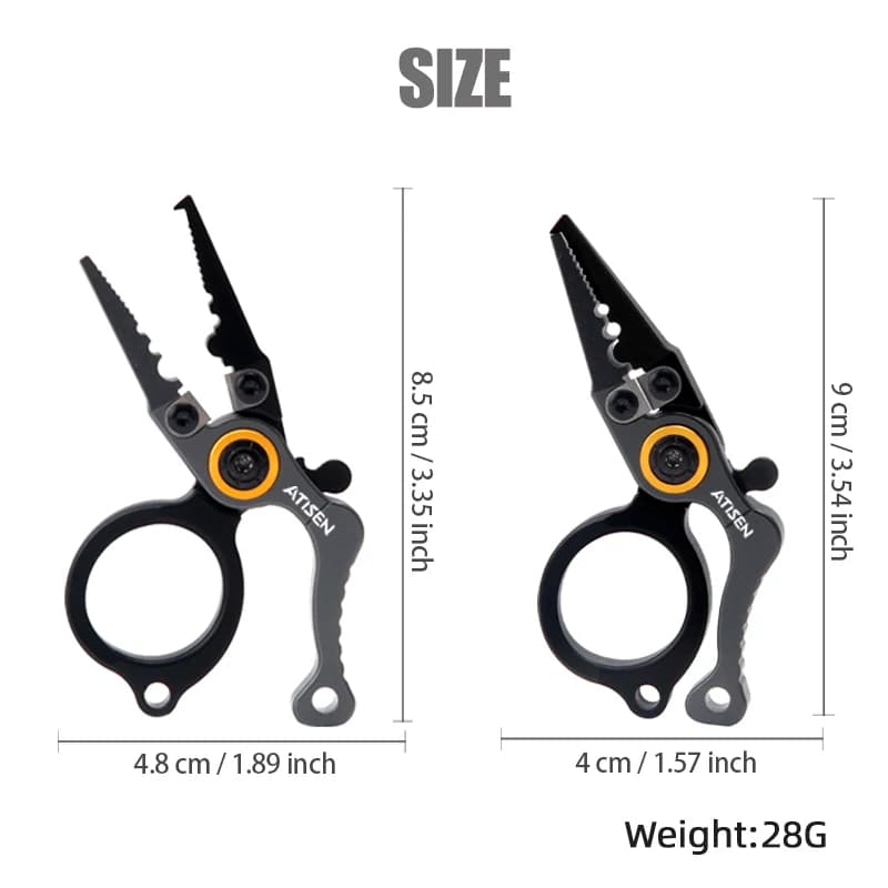 Pinces de pêche aluminium X1 Booms Fishing pour surf et eau salée, multitool avec coupe-ligne et dégorgeoir
