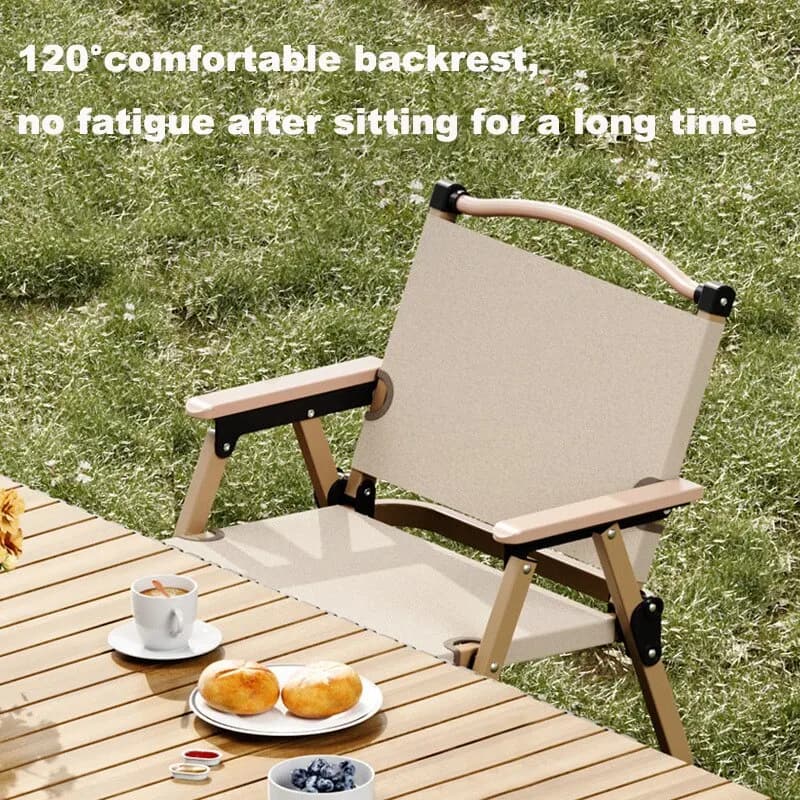 Chaise pliante aluminium camping pêche 1 ou 2 pièces design bois portable