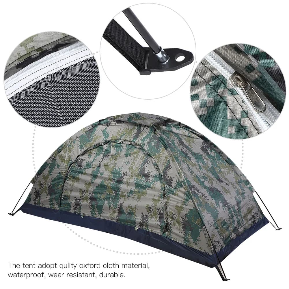 Tente de loisir 1 personne camouflage anti-vent pour pêche camping et randonnée