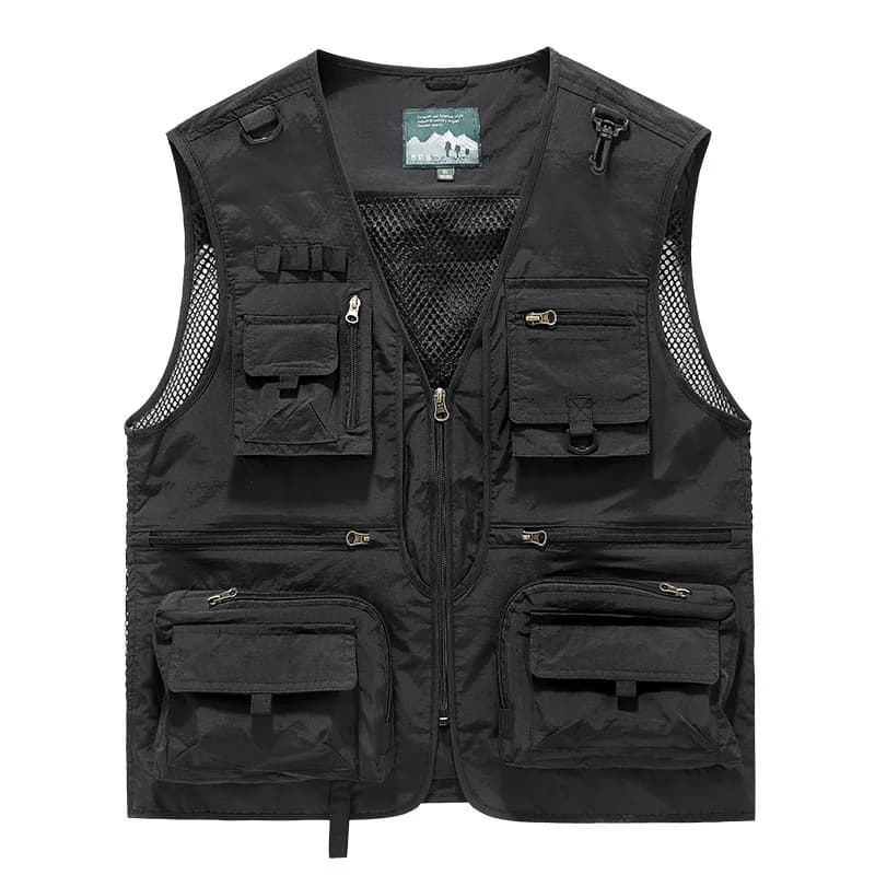 Veste de pêche respirante homme avec multiples poches pour le loisir en extérieur