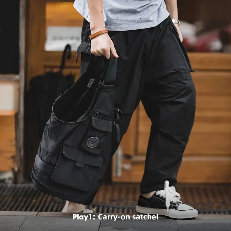 Veste tactique multi-poches pour hommes avec sac - Gilet photo rétro japonais à larges bretelles fonctionnel