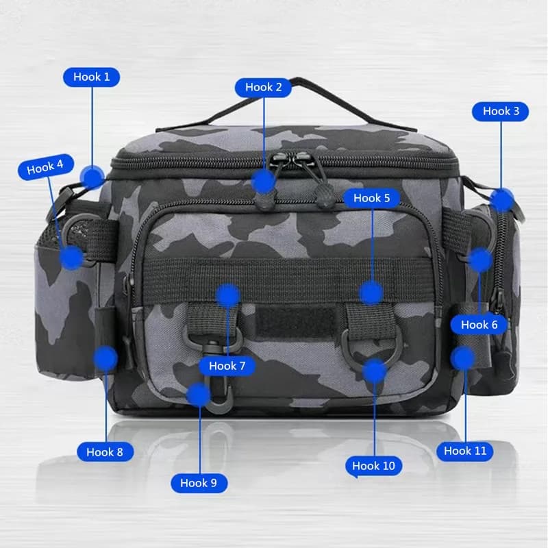 Sac bandoulière pêche avec porte-canne portable - Sac de rangement matériel pêche sport outdoor