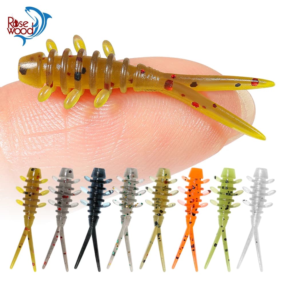 Leurre souple flottant TPR micro ver 25mm rosewood pour la pêche au chinchard, appât silicone 20