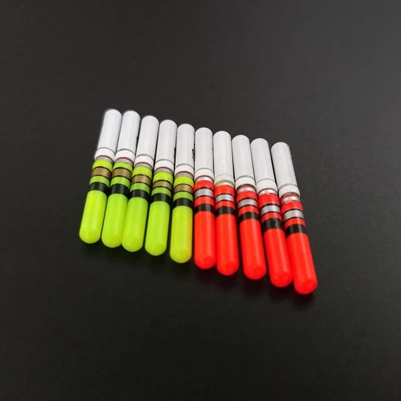 10 bâtons lumineux LED vert et rouge pour la pêche de nuit, étanches avec pile CR322,