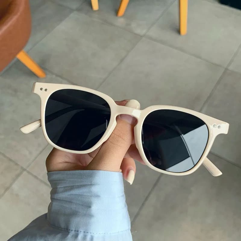 Lunettes de soleil vintage luxe pour femmes et hommes - Cadre carré et rond petit - Protection UV classique