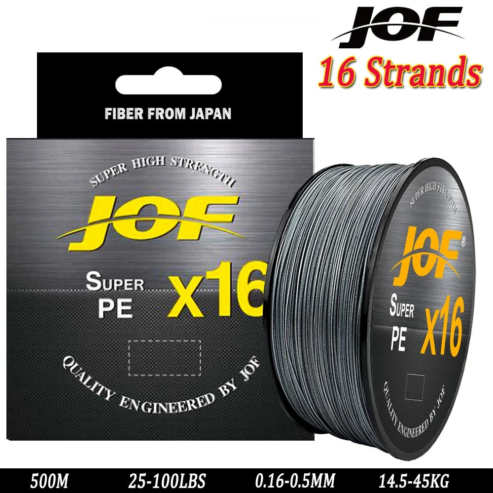 Ligne tressée JOF X16 16 brins 500M haute résistance 25-100LB - Multifilament PE ultra-souple et durable