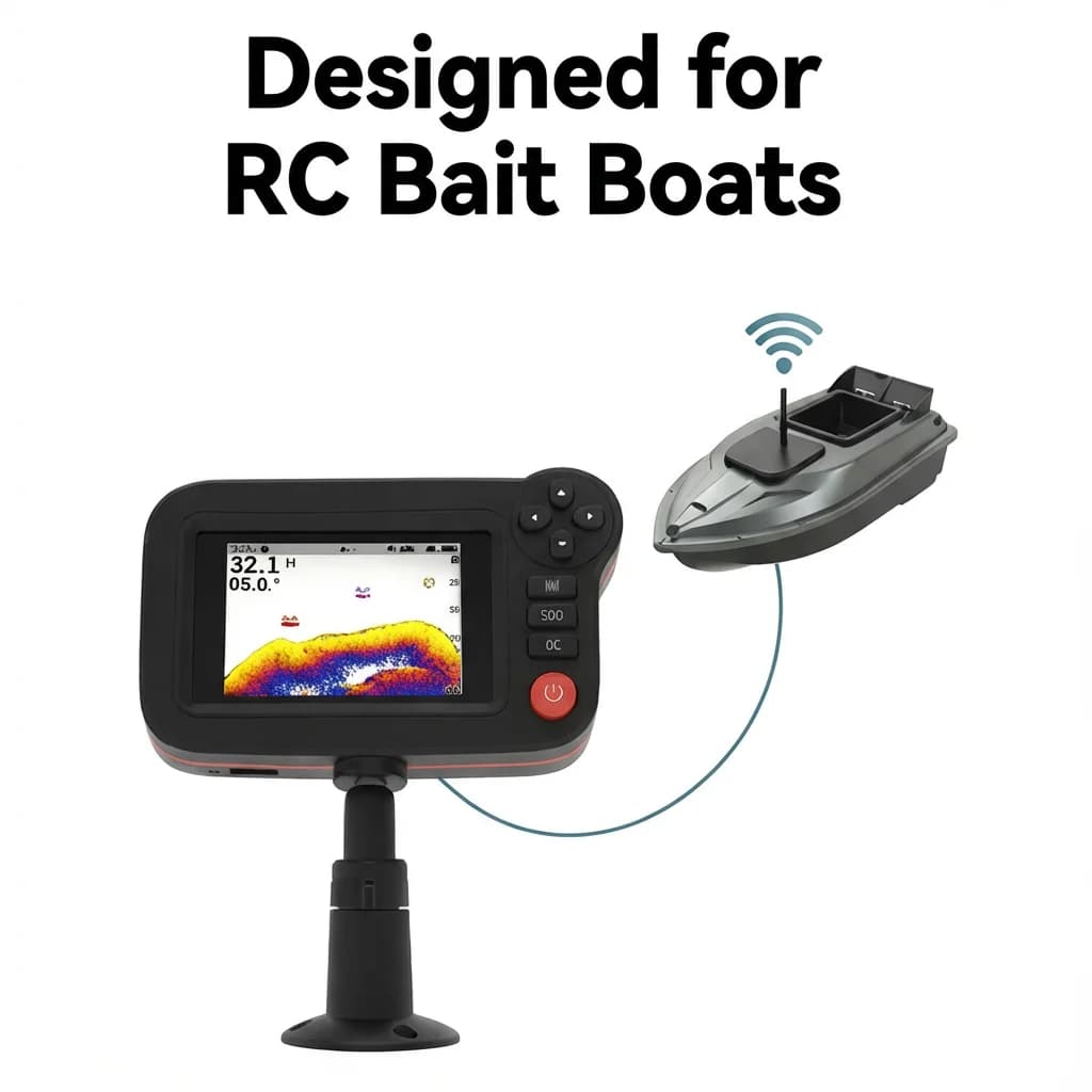 Sonar sans fil pour bateau appât RC portée 1312ft avec batterie lithium rechargeable - Remote Control Fish Finder