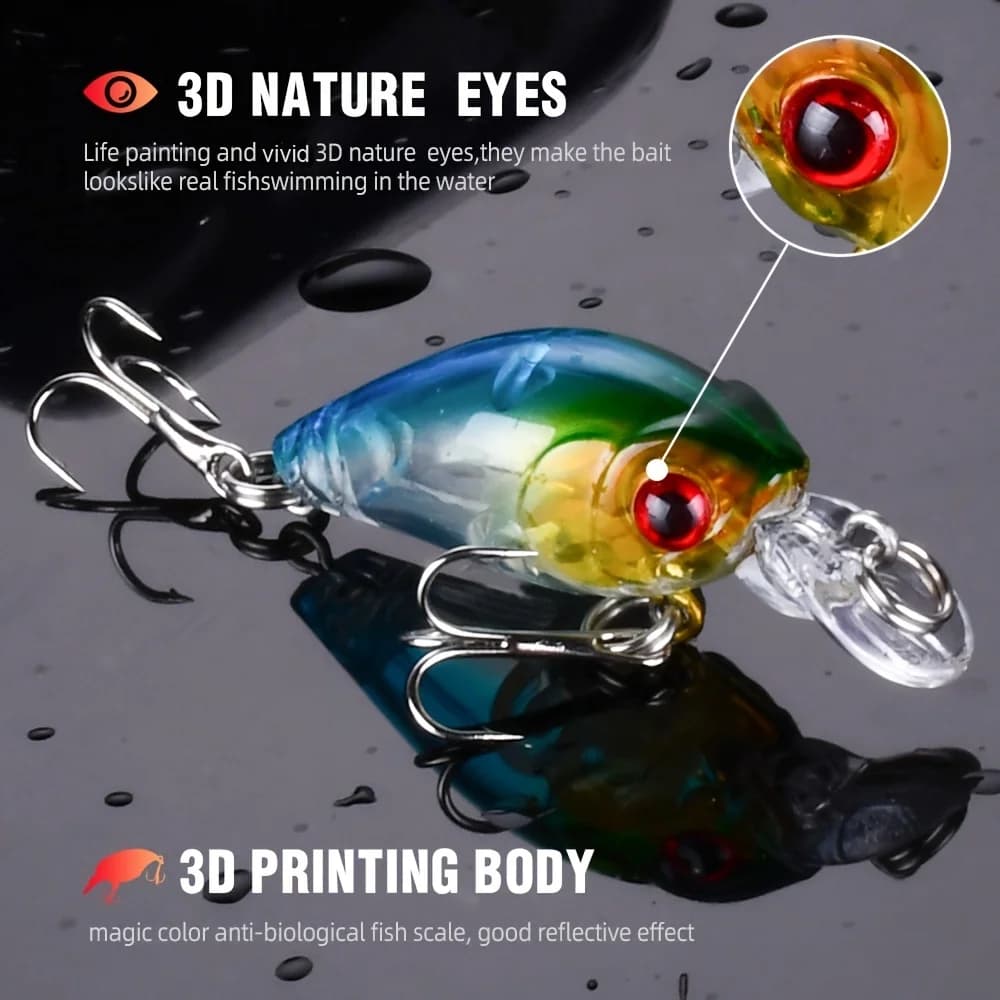 Kit de 8 leurres souples crankbait minnow pour pêche en surface, appâts artificiels flottants