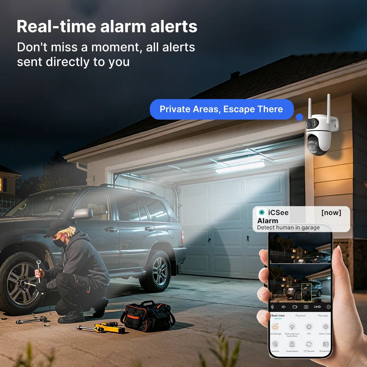 Caméra surveillance extérieure 8MP 4K WiFi PTZ pêche maison sécurité tracking AI vision nocturne étanche
