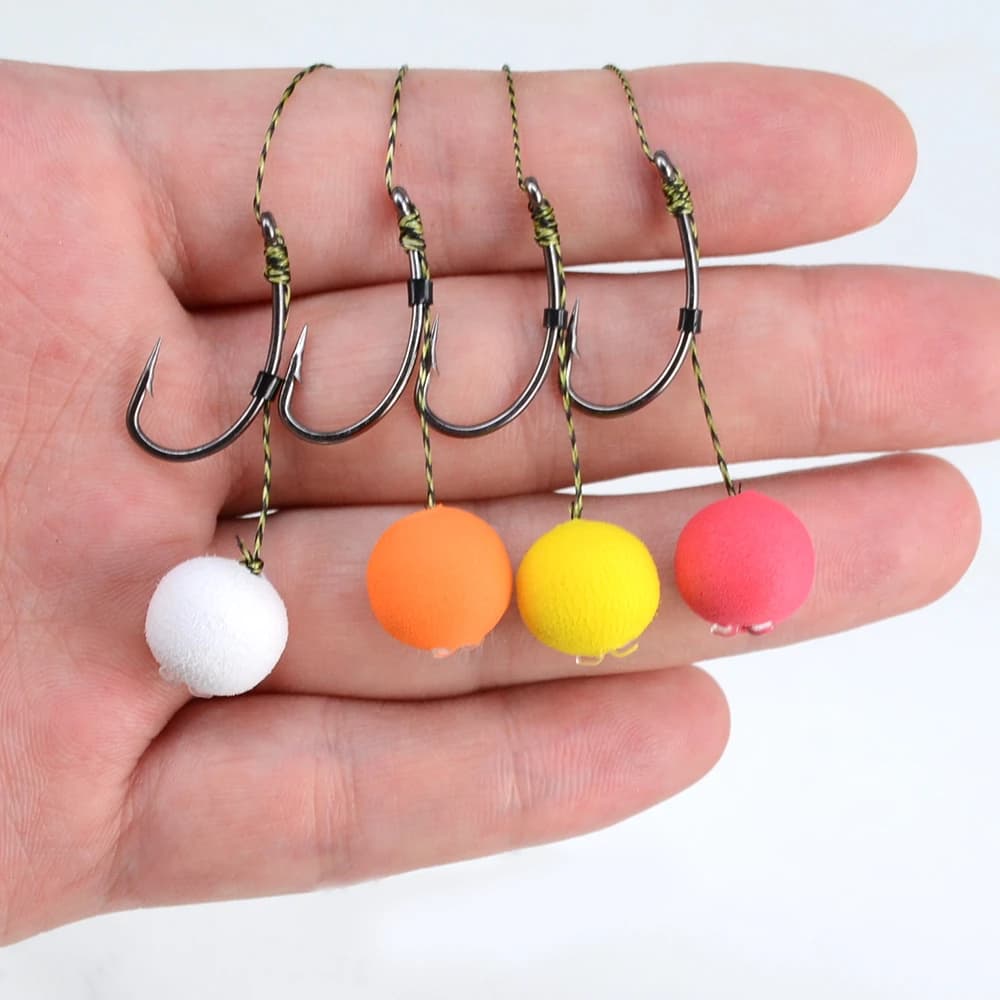 Bouillettes pop-up flottantes Hirisi - 12 pièces 12mm 4 couleurs avec perles flottantes pour hair rig
