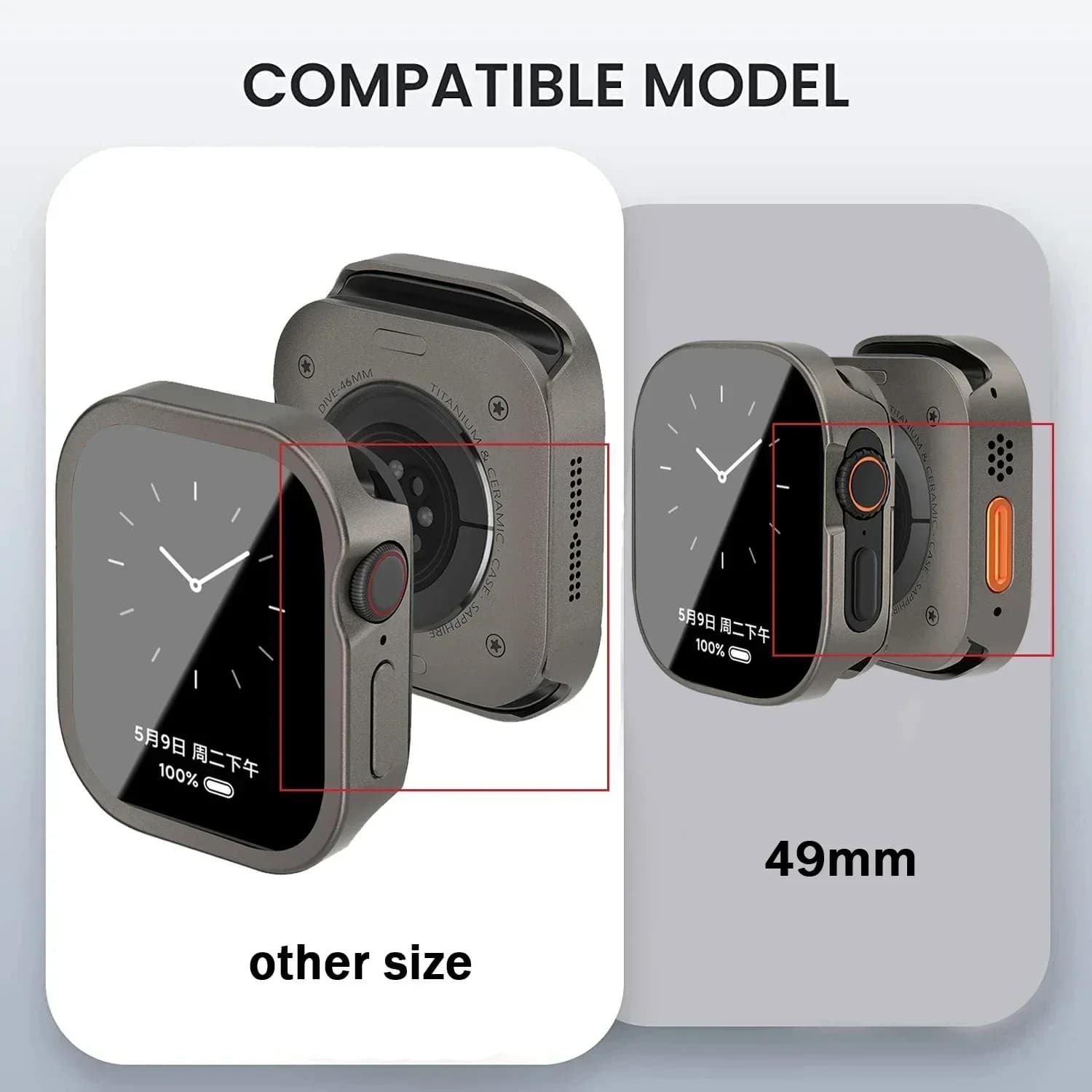 Boîtier étanche aluminium protection totale pour Apple Watch Ultra 3 49mm et modèles 45 44mm