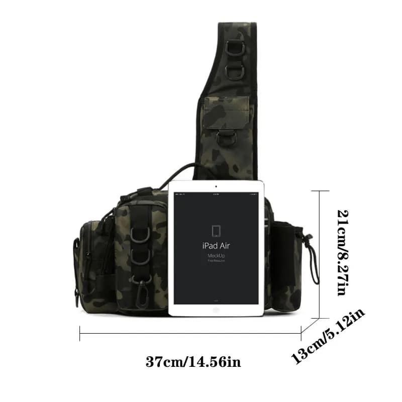 Sac de pêche Luya à multiples compartiments avec sangle ajustable et fermeture éclair pour matériel