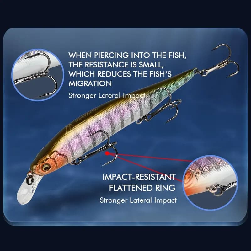 Leurre pêche minnow wobbler MEREDITH ITO SHINER-115SP avec système plombé tungstène pour pêche précise