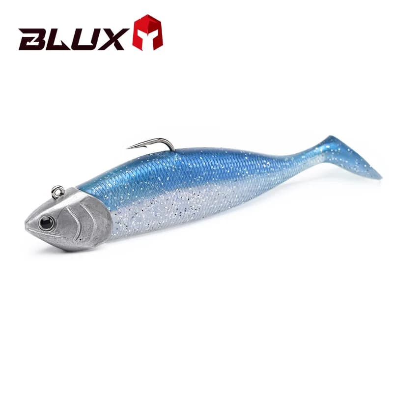 Leurre souple BLUX BLOD SHAD 80mm 105mm pour bar et loup, leurre silicone avec tête plombée