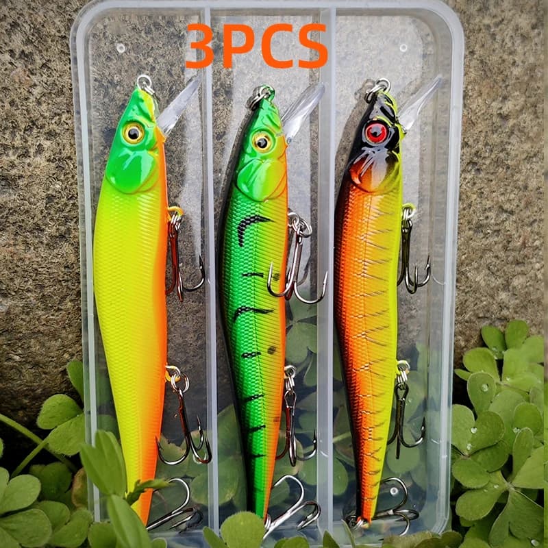 Leurre Minnow Japonais 12cm 14g - Appât Lent Pêche Carnassiers Brochet Perche Bass Jerkbait