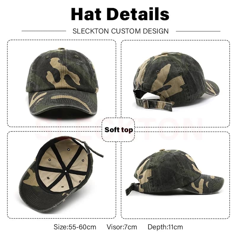 Casquette personnalisable logo camouflage broderie pêche DIY marque impression soleil été