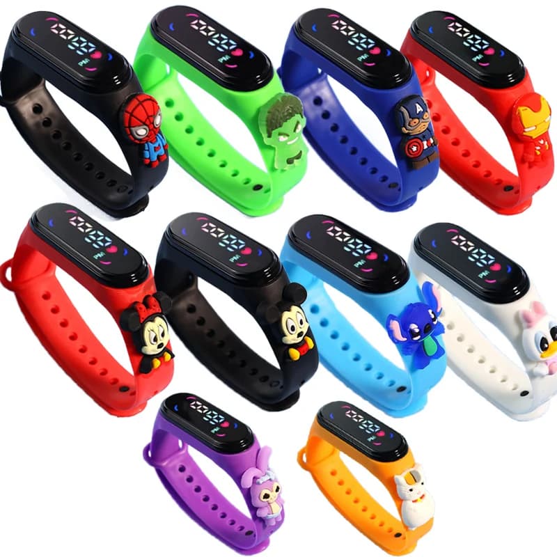 Montre enfant Mickey et Spiderman - Bracelet électronique tactile LED étanche pour filles et garçons