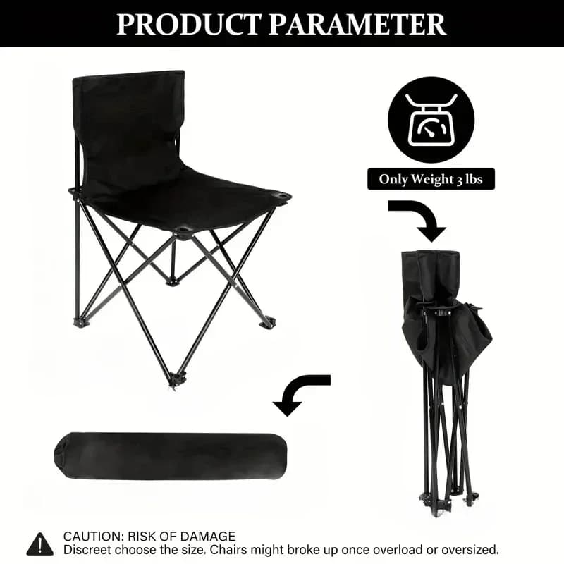 Chaise pliante camping avec poche latérale - Siège pêche plage en toile Oxford portable