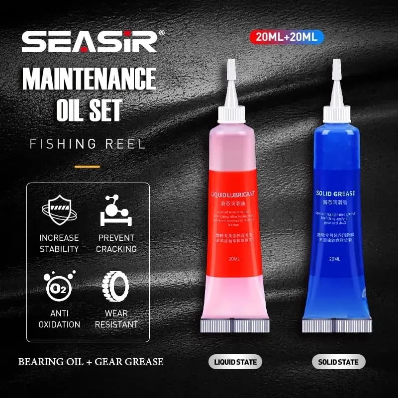 Kit entretien moulinet SEASIR - Graisse protectrice + huile lubrifiante 20ml x2 - Maintenance roulements