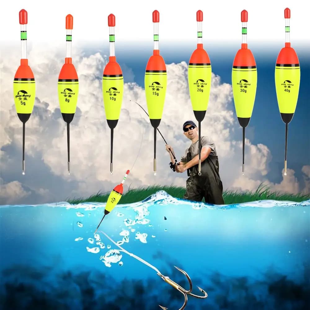 Flotteurs de pêche lumineux EVA pour la nuit, modèles longs et verticaux de 5g à 40g