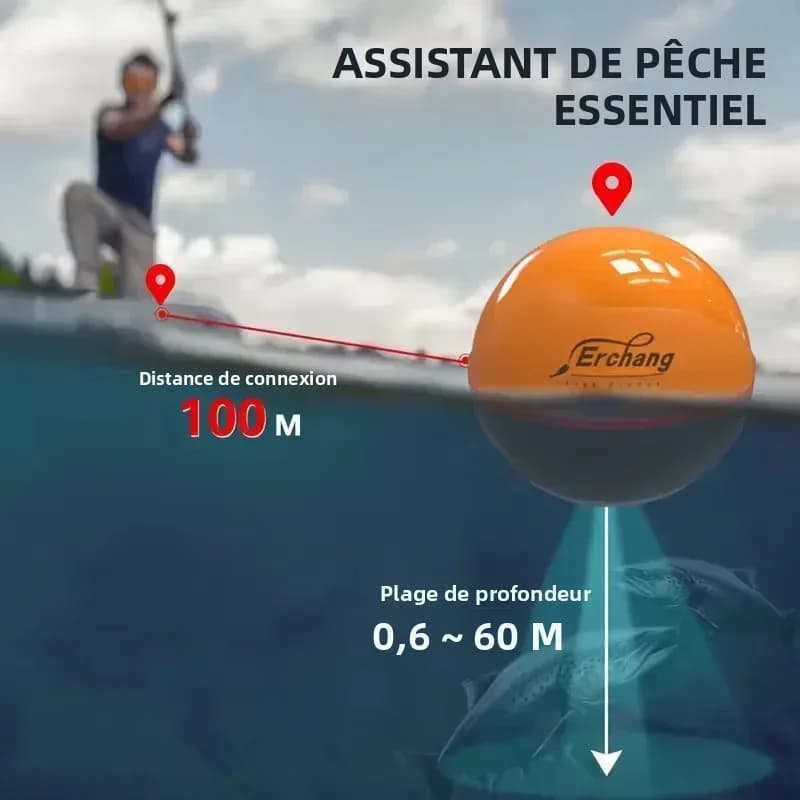 Erchang F68 Sondeur WiFi 100m pour iOS Android - Échosondeur Sans Fil Pêche Mer Lac