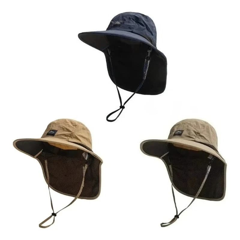 Chapeau de pêche anti-UV unisex avec protection nuque, léger et séchage rapide