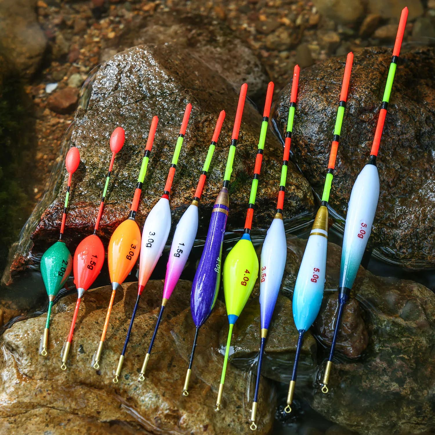 Lot de 10 flotteurs Sougayilang pour la pêche à la truite et au brochet, flotteurs coulissants
