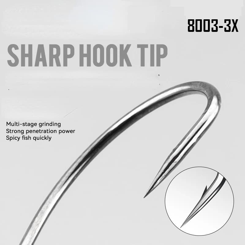 Hameçons 8003 20/50 pièces 3#-3/0# acier carbone pour pêche à la carpe avec appâts souples