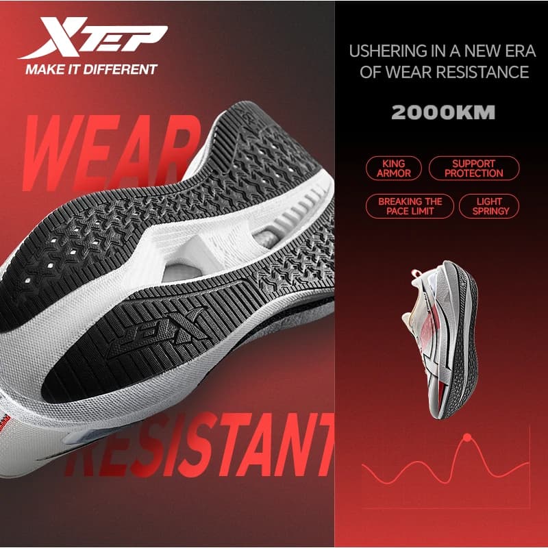 Chaussures marathon Xtep pêche durable - Sneakers amorti professionnel course légère street
