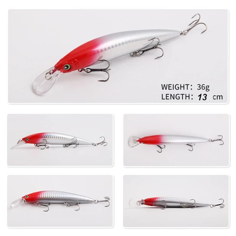Leurre de pêche YUCONG 1PX Minnow coulant 13cm 36g, leurre dur silencieux pour la pêche en