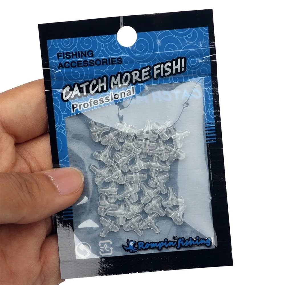 Perles pêche transparentes 30 pièces - Perles ovales double trou croix accessoires montage sabiki